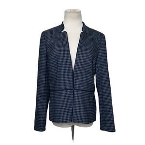 Talbots Blue Houndstooth Inverted Notch Collar Blazer Size 2